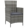 Ensemble à manger d'extérieur 5pcs coussins résine tressée gris 557519557519