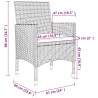 Ensemble à manger d'extérieur 5pcs coussins résine tressée gris 557519557519