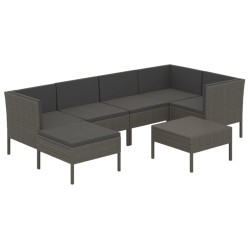 Salon de jardin 7 pcs avec coussins résine tressée gris 557522557522
