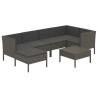 Salon de jardin 7 pcs avec coussins résine tressée gris 557522557522