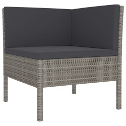 Salon de jardin 7 pcs avec coussins résine tressée gris 557522557522