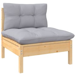 Salon de jardin 5 pcs avec coussins gris bois de pin 557531557531