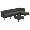 Salon de jardin 6 pcs avec coussins résine tressée noir 557534557534