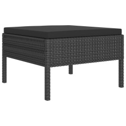 Salon de jardin 6 pcs avec coussins résine tressée noir 557534557534