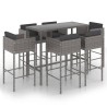 Ensemble de bar de jardin 7 pcs et coussins Résine tressée Gris 557535557535