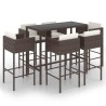 Ensemble de bar de jardin 7pcs coussins Résine tressée Marron 557537557537