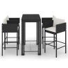Ensemble de bar de jardin 5 pcs et coussins Résine tressée Noir 557539557539