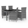 Ensemble à manger d'extérieur 5pcs coussins résine tressée gris 557540557540