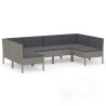 Salon de jardin 6 pcs avec coussins résine tressée gris 557543557543