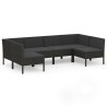 Salon de jardin 6 pcs avec coussins résine tressée noir 557544557544