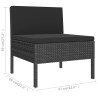 Salon de jardin 6 pcs avec coussins résine tressée noir 557544557544