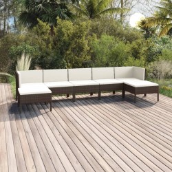 Salon de jardin 7 pcs avec coussins Résine tressée Marron 557545557545