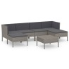 Salon de jardin 7 pcs avec coussins résine tressée gris 557547557547