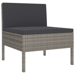 Salon de jardin 7 pcs avec coussins résine tressée gris 557547557547