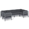 Salon de jardin 6 pcs avec coussins gris bois de pin 557550557550