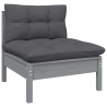 Salon de jardin 6 pcs avec coussins gris bois de pin 557550557550