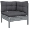 Salon de jardin 6 pcs avec coussins gris bois de pin 557550557550