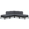 Salon de jardin 5 pcs avec coussins Noir Bois de pin 557551557551