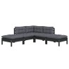 Salon de jardin 5 pcs avec coussins Noir Bois de pin 557551557551