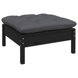 Salon de jardin 5 pcs avec coussins Noir Bois de pin 557551557551