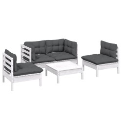 Salon de jardin 5 pcs avec coussins bois de pin massif 557552557552