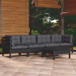 Salon de jardin 5 pcs avec coussins bois de pin massif 557553557553