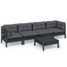 Salon de jardin 5 pcs avec coussins bois de pin massif 557553557553