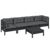 Salon de jardin 5 pcs avec coussins bois de pin massif 557553557553