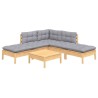 Salon de jardin 6 pcs avec coussins gris bois de pin 557556557556