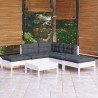 Salon de jardin 6 pcs avec coussins blanc bois de pin 557557557557