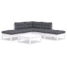 Salon de jardin 6 pcs avec coussins blanc bois de pin 557557557557