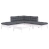 Salon de jardin 6 pcs avec coussins blanc bois de pin 557557557557