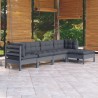 Salon de jardin 5 pcs avec coussins Gris Bois de pin 557560557560