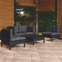 Salon de jardin 5 pcs avec coussins bois de pin massif 557562557562