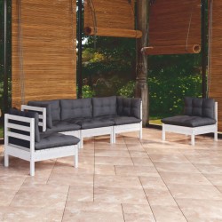 Salon de jardin 5 pcs avec coussins bois de pin massif 557563557563
