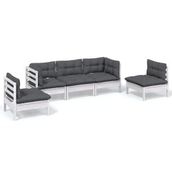 Salon de jardin 5 pcs avec coussins bois de pin massif 557563557563