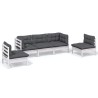 Salon de jardin 5 pcs avec coussins bois de pin massif 557563557563
