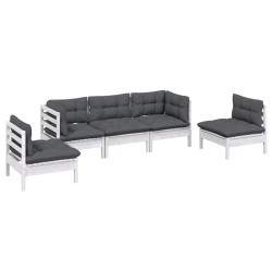 Salon de jardin 5 pcs avec coussins bois de pin massif 557563557563