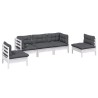 Salon de jardin 5 pcs avec coussins bois de pin massif 557563557563
