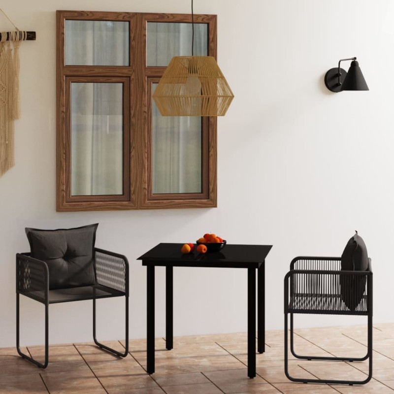 Ensemble à manger de jardin 3 pcs Noir 557564557564