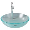 Lavabo de bain avec robinet et drain à poussoir Verre trempé 557566557566