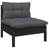 Salon de jardin 5 pcs avec coussins Noir Bois de pin 557569557569