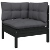 Salon de jardin 5 pcs avec coussins Noir Bois de pin 557569557569