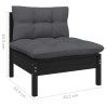 Salon de jardin 5 pcs avec coussins Noir Bois de pin 557569557569