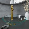 Lavabo de bain avec robinet et drain à poussoir Verre trempé 557570557570