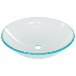 Lavabo de bain avec robinet et drain à poussoir Verre trempé 557570557570