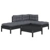 Salon de jardin 5 pcs avec coussins Noir Bois de pin 557571557571