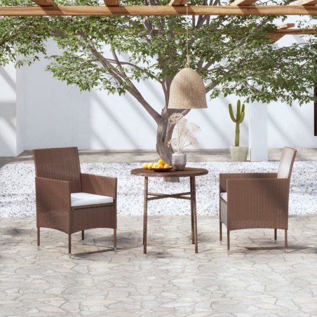 Ensemble à manger de jardin 3pcs Résine tressée Marron 557572557572