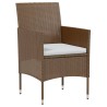 Ensemble à manger de jardin 3pcs Résine tressée Marron 557572557572