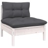 Salon de jardin 5 pcs avec coussins blanc bois de pin 557577557577